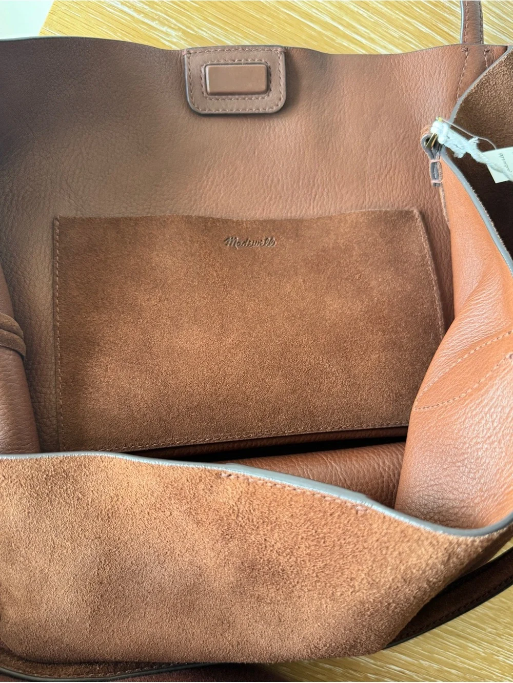 NWT! MADEWELL The Shopper Tote in Suede, Soft Mahogany Brown NR388 Oversized Bag - Picture 12 of 16
